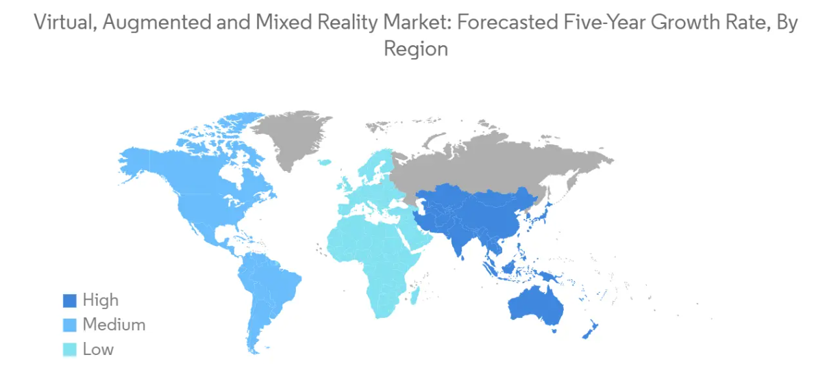 Market Analysis of Virtual, Augmented, And Mixed Reality Market: Forecasted Growth Rate by Region